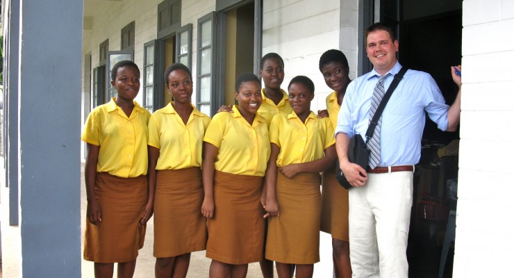 Dave with students from Holy Child in Cape Coast