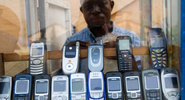 Mobile phone vendor, Accra, Ghana, November 10, 2006. (Photo by Arne Hoel)
