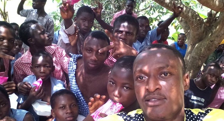 Nana Kwesi Coomson with Students of Sekondi School for the deaf