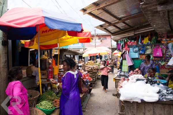 Takoradi Market Circle in the twin cities of Sekondi-Takoradi on the coast of Ghana.