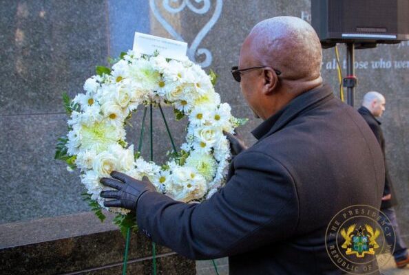 PHOTOS: Prez. Mahama leads wreath-laying ceremony honouring enslaved Africans in New York